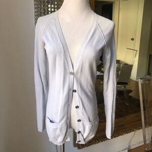 Burberry Brit cashmere cotton blend Women's Light blue Cardigan Sweater size S